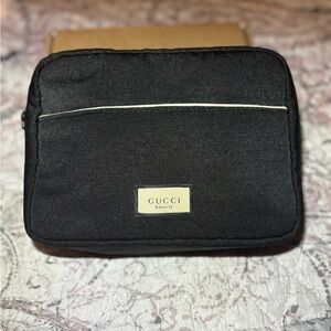 Gucci Black Toiletry Pouch with Cream Trim